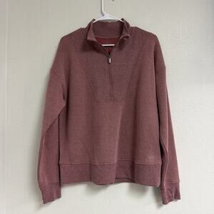 Freely Assembly Women's Half Zip Sweatshirt with Collar, Pink, L